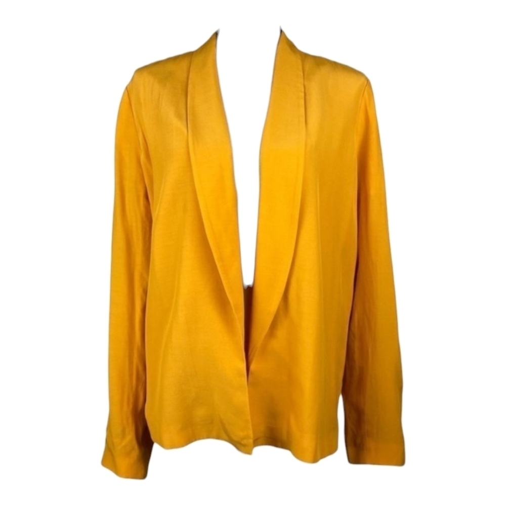 NWT L'Academie Crepe Shawl Collar Orange Open Front Blazer Jacket Small Lined
